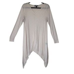 Lane Bryant Oatmeal Rolled V Neck Shark Bite Hem Sweater Sz 14/16